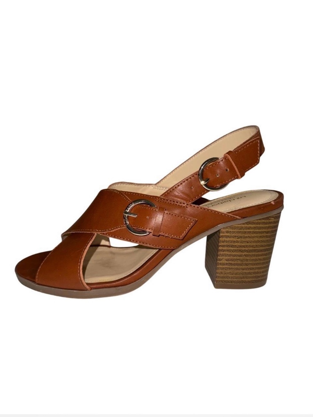 Brown Leather Block Heeled Sandals
